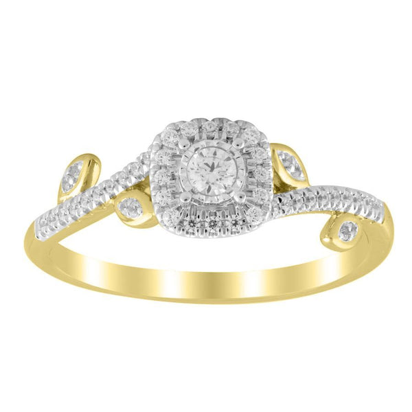 LADIES RING 0.25CT ROUND DIAMOND 10K YELLOW GOLD