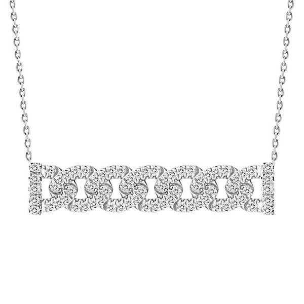 LADIES NECKLACE 0.25CT ROUND DIAMOND 10K WHITE GOLD