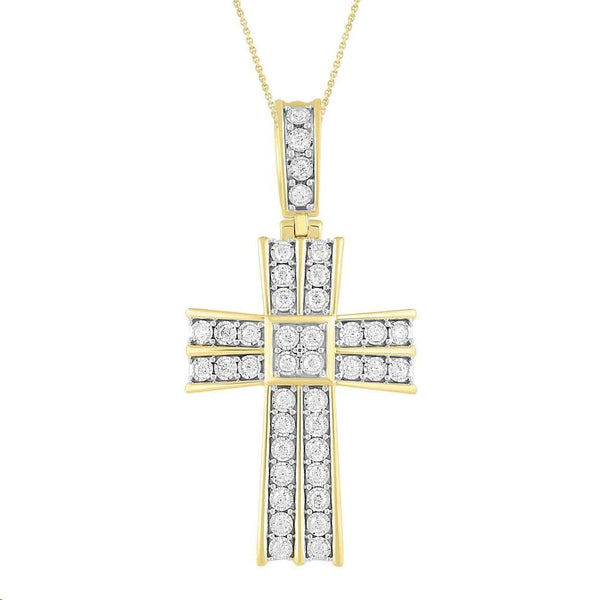 MEN'S PENDANT 1.00CT ROUND DIAMOND 10K YELLOW GOLD