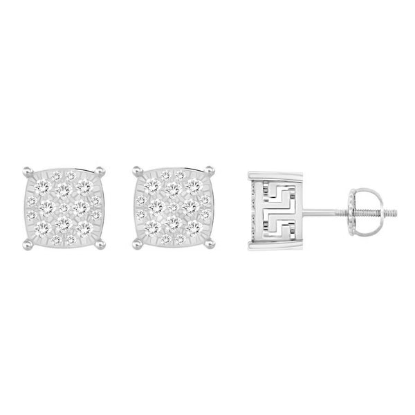 LADIES STUD EARRINGS 0.25CT ROUND DIAMOND 10K WHITE GOLD