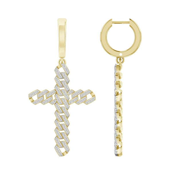 LADIES DANGLE EARRING 0.25CT ROUND DIAMOND 10K YELLOW GOLD