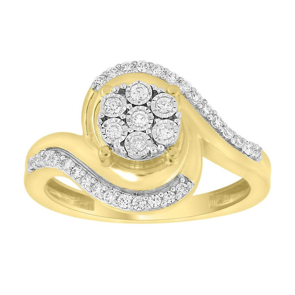 LADIES RING 0.25CT ROUND DIAMOND 10K YELLOW GOLD