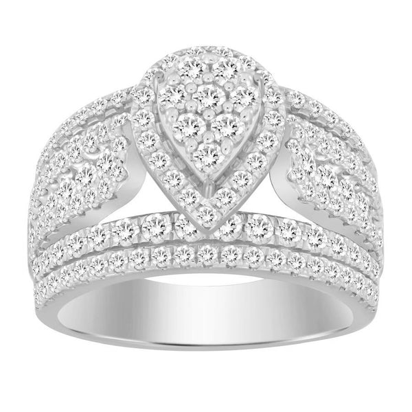 LADIES RING 2.00CT ROUND DIAMOND 10K WHITE GOLD