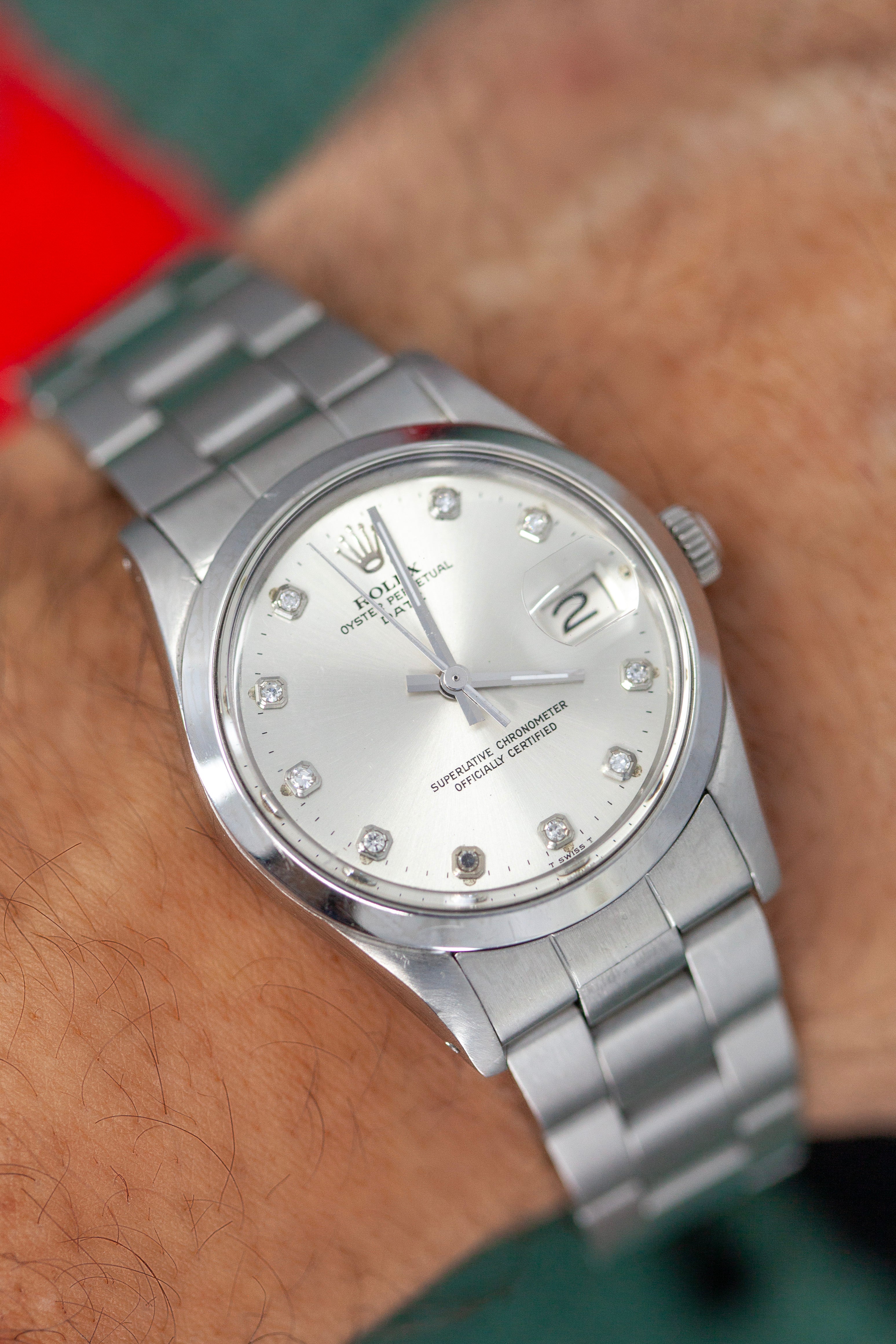Stainless Steel Diamond Hour Marker Date 34mm