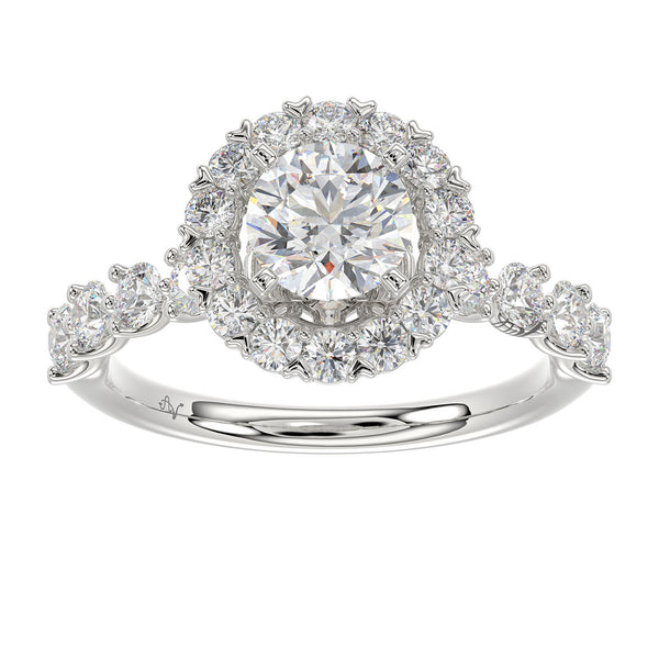 LADIES SEMI MOUNT RING 1.00CT ROUND DIAMOND 14K WHITE GOLD  (SI QUALITY) (CENTER STONE 1.00CT ROUND DIAMOND)