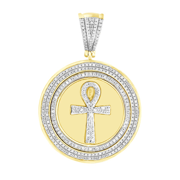 MEN'S PENDANT 0.75CT ROUND DIAMOND 10K YELLOW GOLD