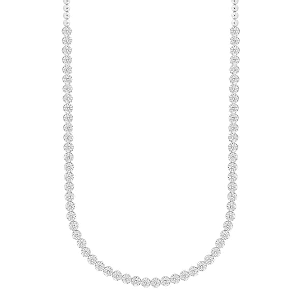 LADIES NECKLACE 3.00CT ROUND DIAMOND 14K WHITE GOLD