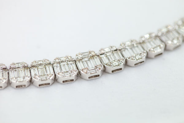 21.59 ctw Baguette Diamond Chain 14k white