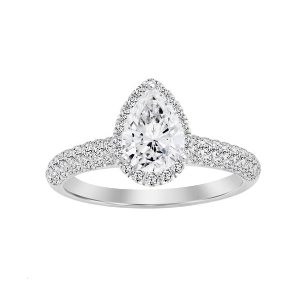 LADIES RING 1.25CT ROUND/PEAR DIAMOND 14K WHITE GOLD(SI QUALITY) (CENTER STONE 4 CT PEAR DIAMOND)