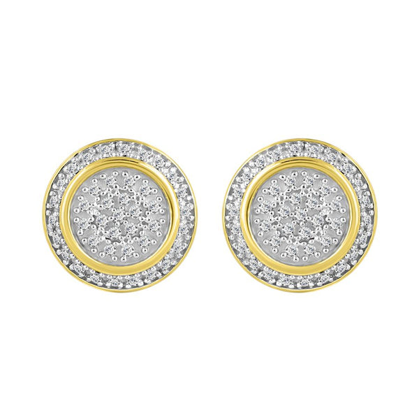 MEN'S STUD EARRINGS 0.25CT ROUND DIAMOND 10K YELLOW GOLD
