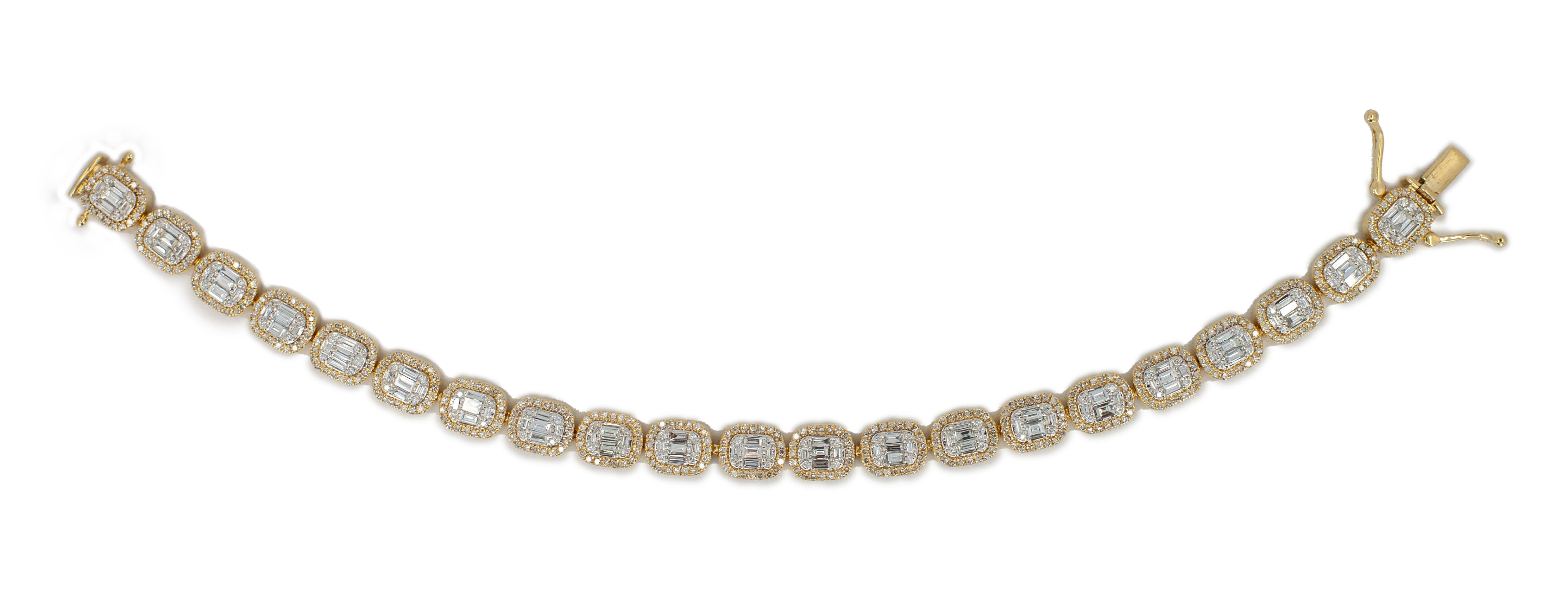 7.0 ctw Baguette Diamond Bracelet 14k Yellow Gold