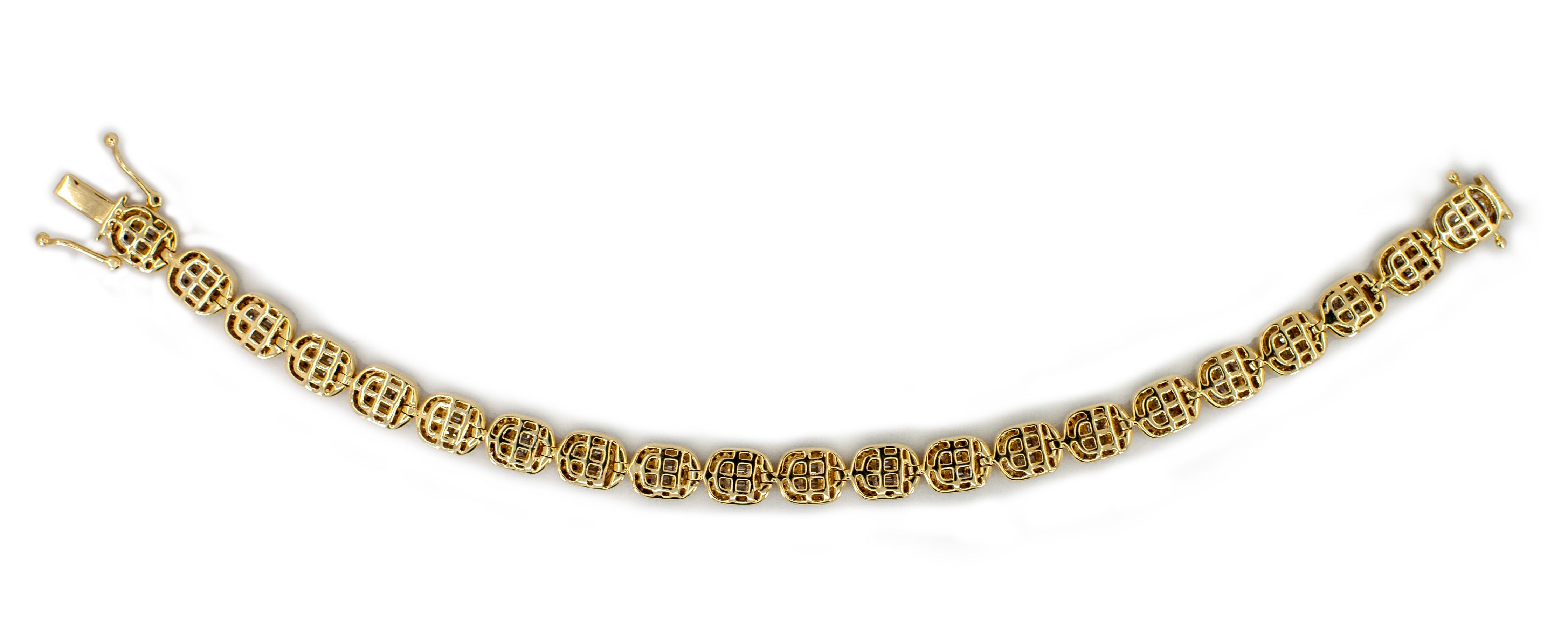 7.0 ctw Baguette Diamond Bracelet 14k Yellow Gold