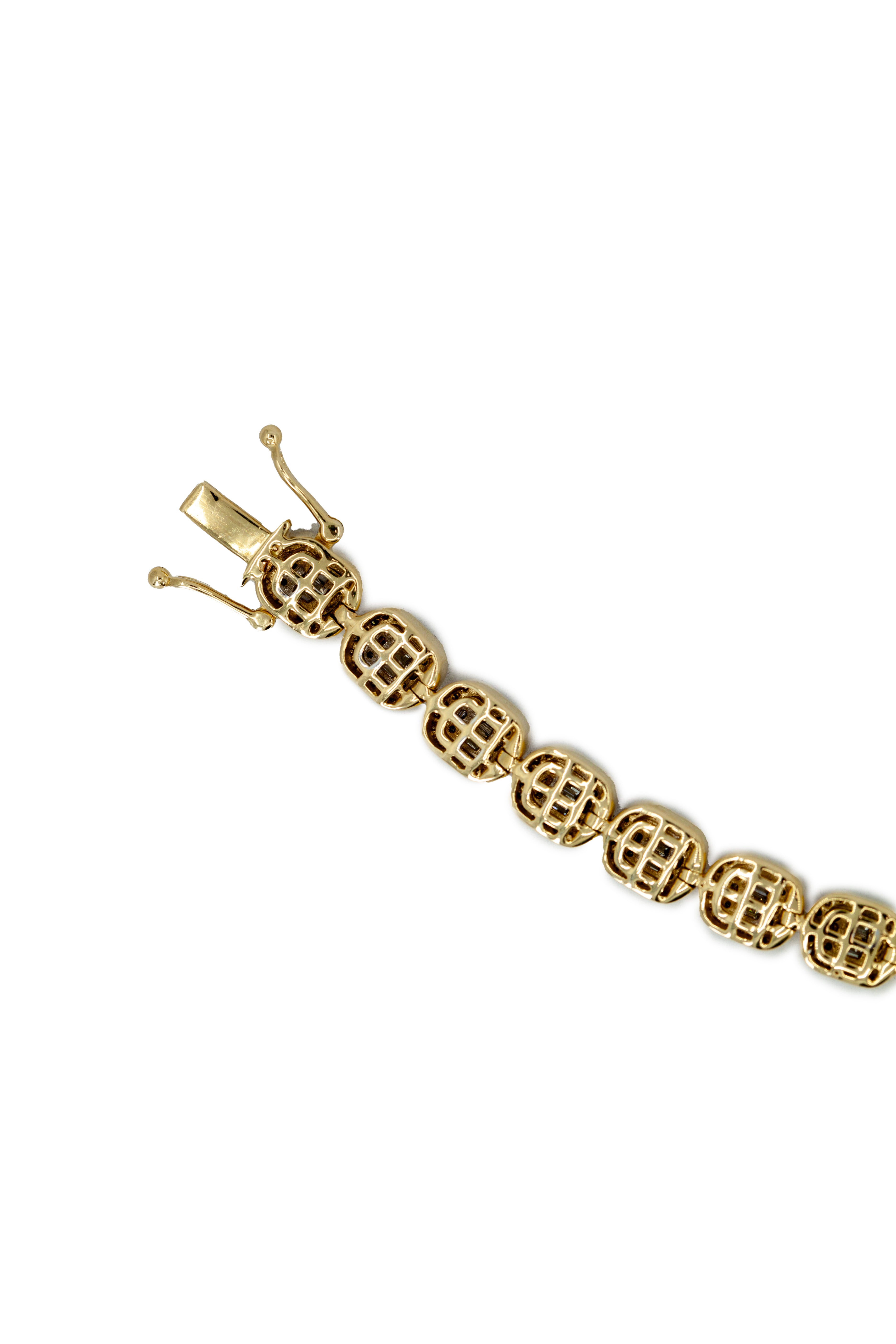 7.0 ctw Baguette Diamond Bracelet 14k Yellow Gold