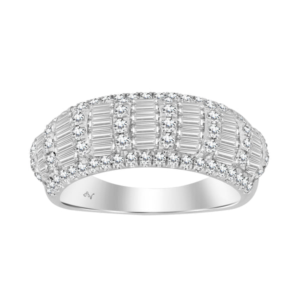 LADIES BAND 1.25CT ROUND/BAGUETTE DIAMOND 14K WHITE GOLD