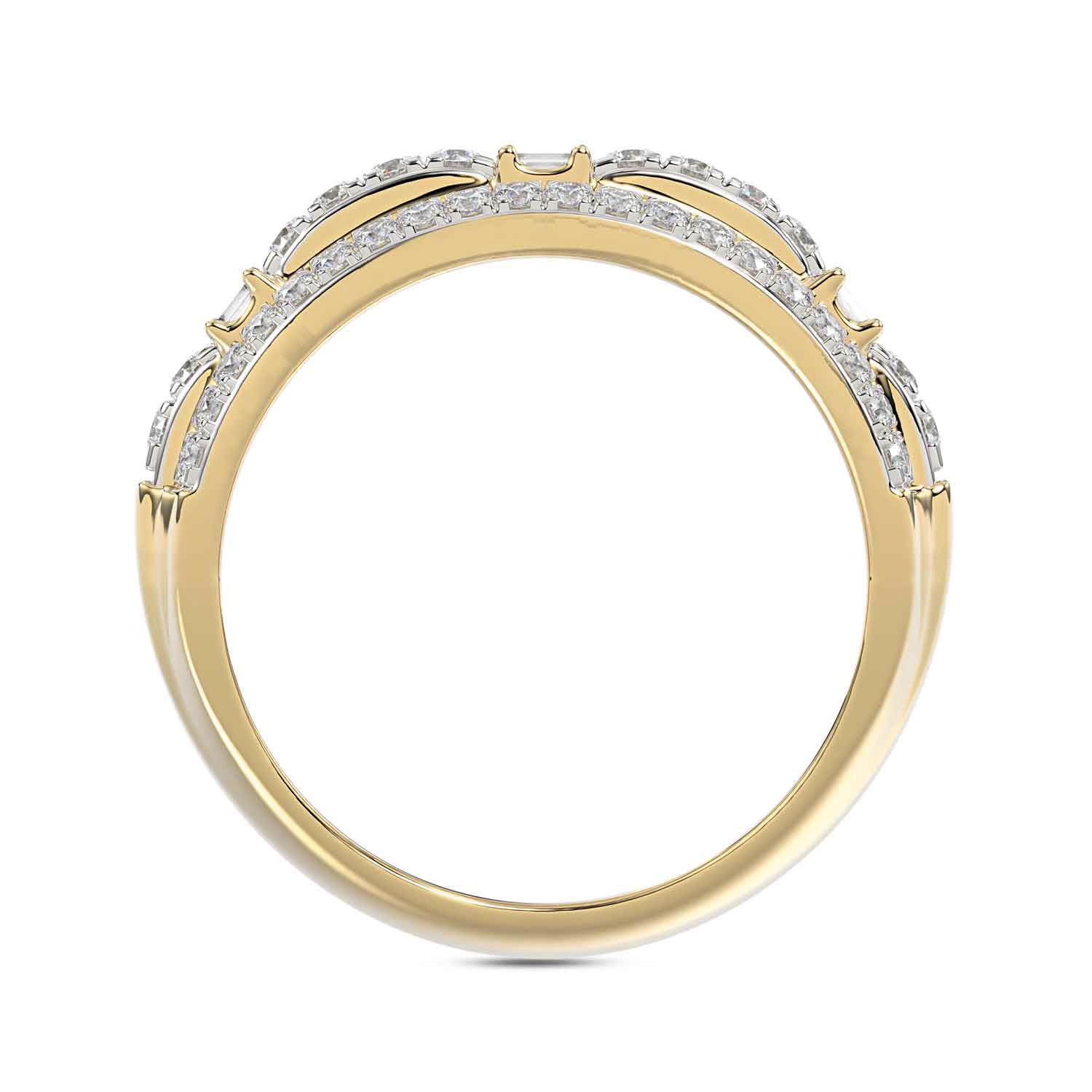 MEN'S BAND 1.00CT ROUND/BAGUETTE DIAMOND 10K YELLOW GOLD