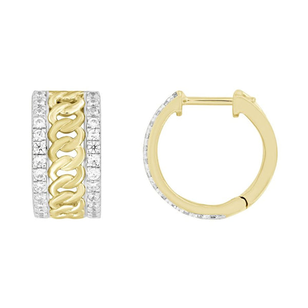 LADIES HOOP EARRINGS 0.50CT ROUND DIAMOND 10K YELLOW GOLD