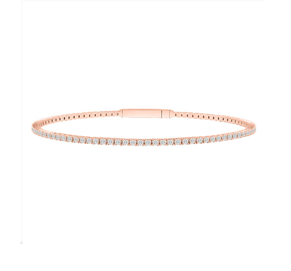 LADIES FLEXIBLE BANGLE SEMI MOUNT 3.00CT ROUND DIAMOND 14K ROSE GOLD