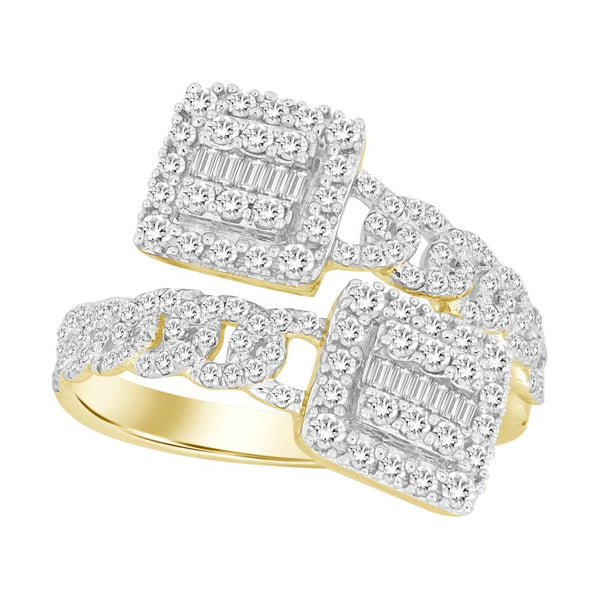 LADIES BAND 0.75CT ROUND/BAGUETTE DIAMOND 14K YELLOW GOLD (SI QUALITY)