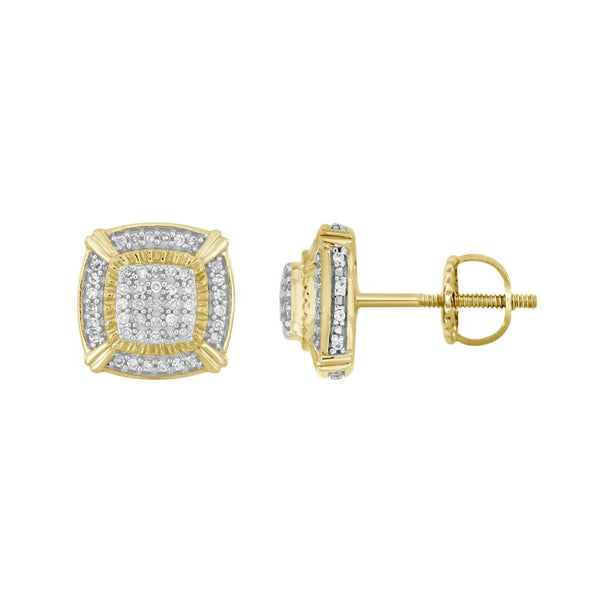 MEN'S STUD EARRINGS 0.25CT ROUND DIAMOND 10K YELLOW GOLD