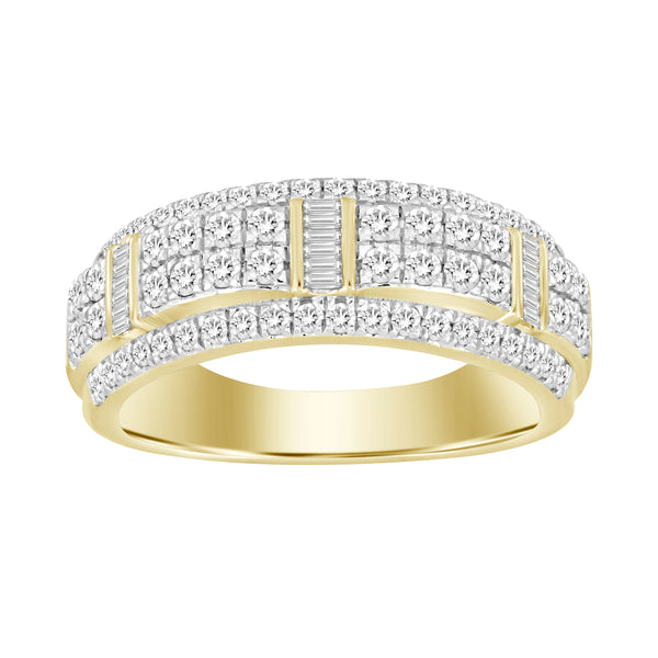 MEN'S BAND 1.00CT ROUND/BAGUETTE DIAMOND 14K YELLOW GOLD