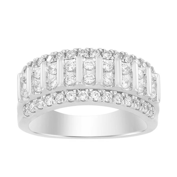 MEN'S BAND 1.25CT ROUND DIAMOND 14K WHITE GOLD (SI QUALITY)