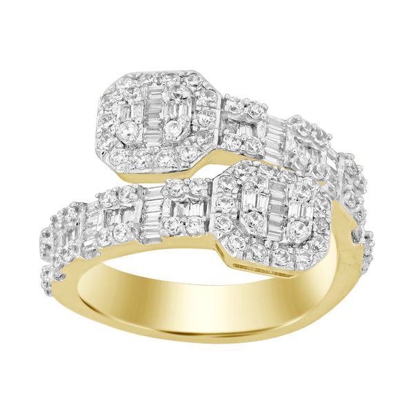 LADIES  RING 1.00CT ROUND/BAGUETTE DIAMOND 10K YELLOW GOLD