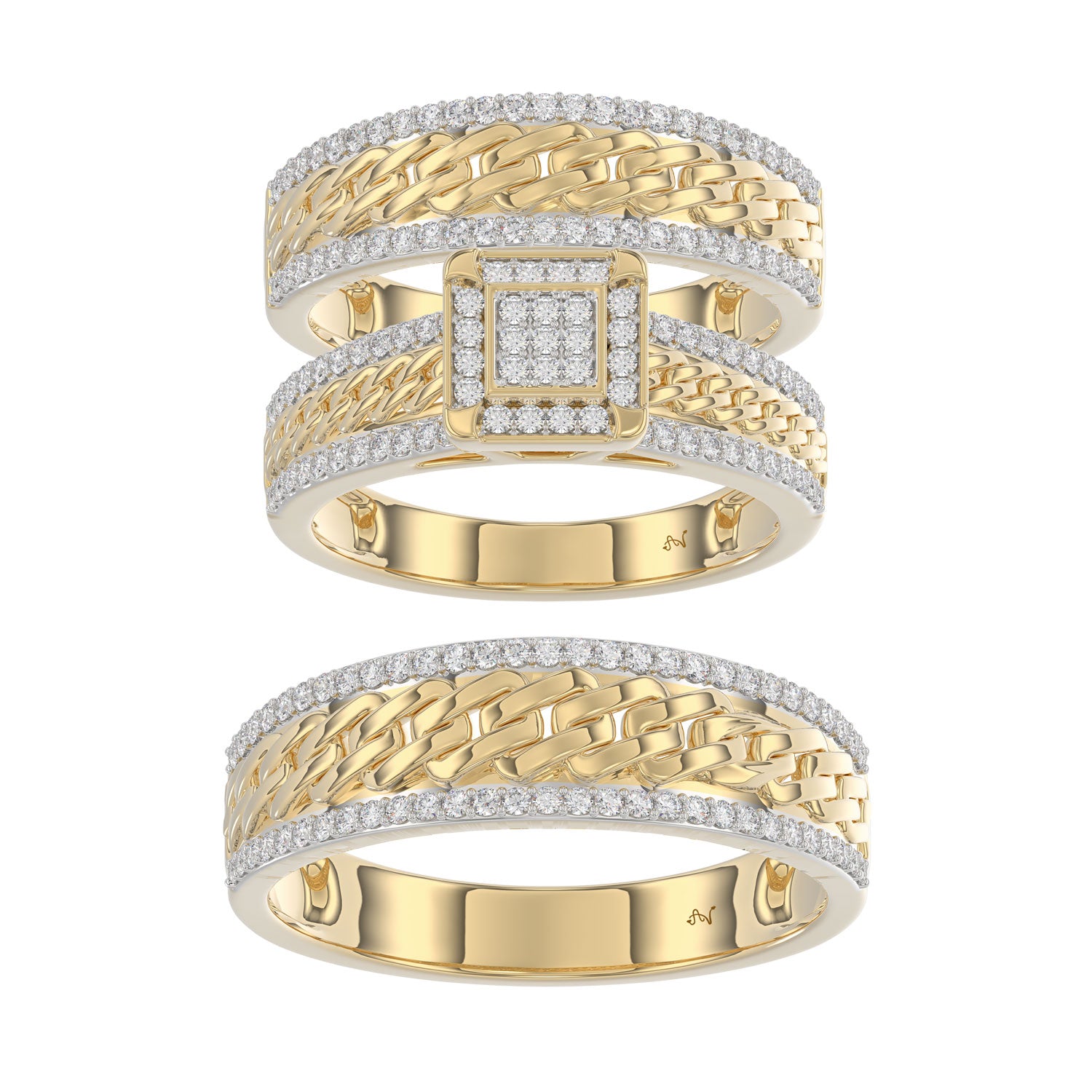 LADIES TRIOS SET 0.50CT ROUND DIAMOND 10K YELLOW GOLD