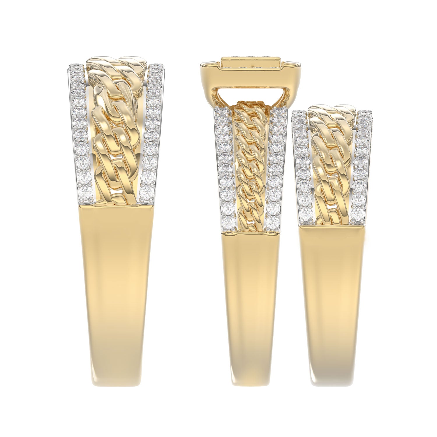 LADIES TRIOS SET 0.50CT ROUND DIAMOND 10K YELLOW GOLD