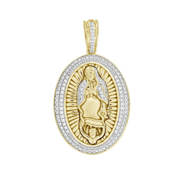 MEN'S CHARM PENDANT 0.25CT ROUND DIAMOND 10K YELLOW GOLD