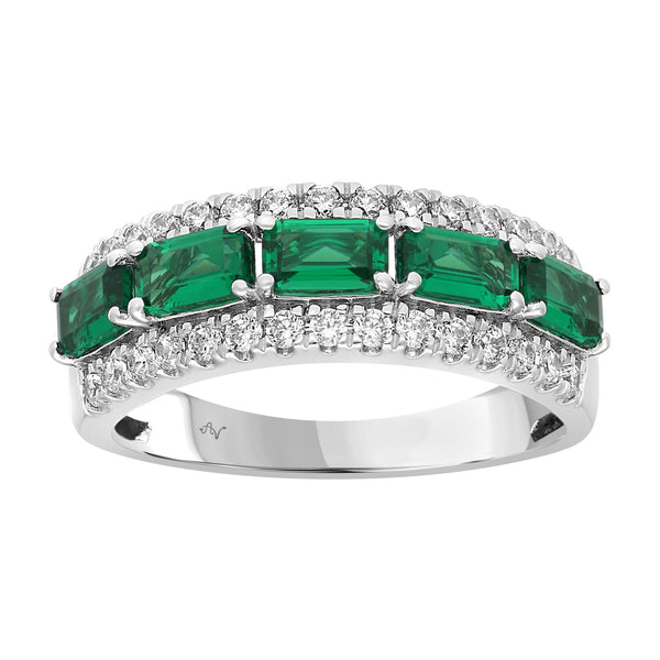 LADIES BAND 1.65CT ROUND/EMERALD DIAMOND 14K WHITE GOLD