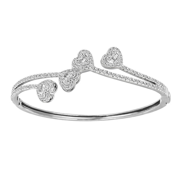 LADIES BANGLE 1.50CT ROUND/BAGUETTE DIAMOND 14K WHITE GOLD