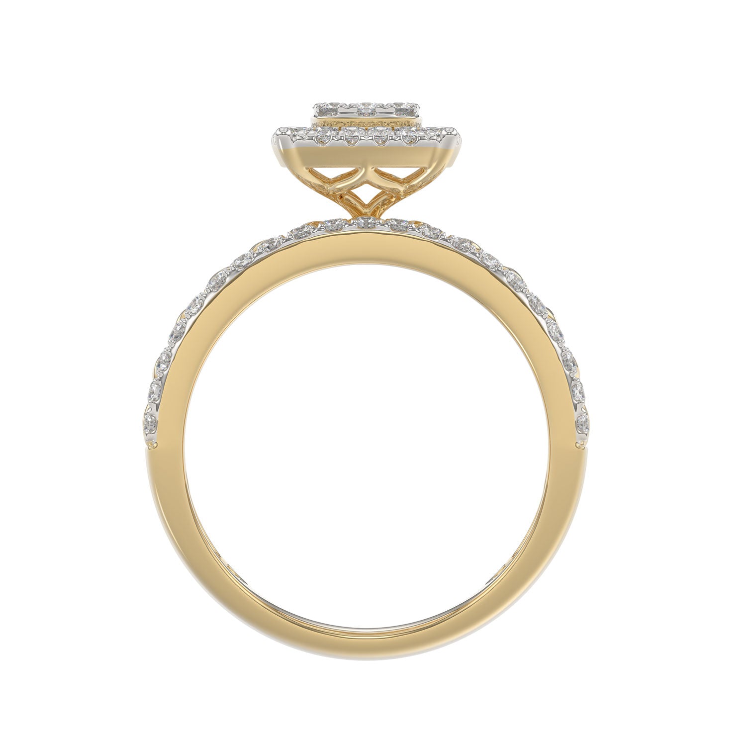 LADIES TRIO SET 1.50CT ROUND DIAMOND 10K YELLOW GOLD