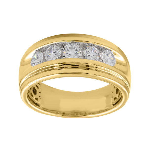 MEN'S  BAND 1.00CT ROUND DIAMOND 14K YELLOW GOLD