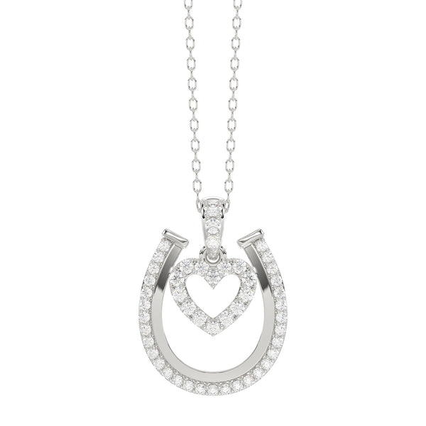 LADIES PENDANT WITH CHAIN 0.25CT ROUND DIAMOND 14K WHITE GOLD