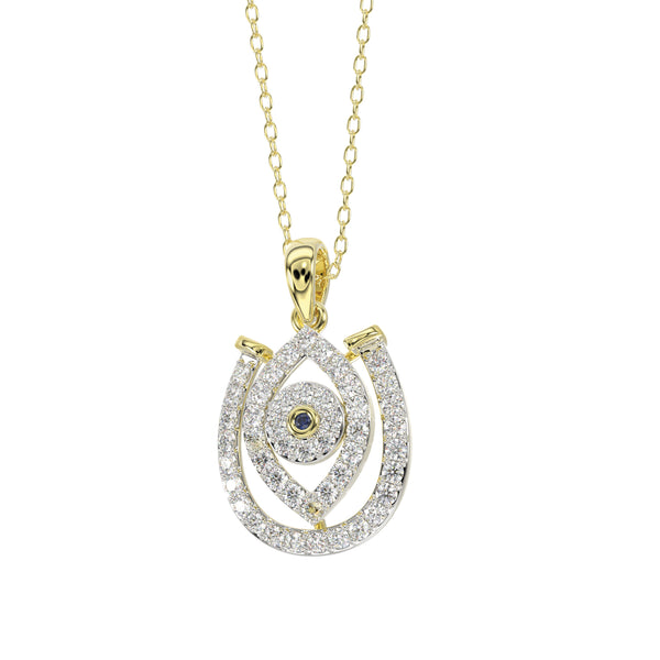 LADIES PENDANT WITH CHAIN 0.33CT ROUND/BLACK DIAMOND 14K YELLOW GOLD