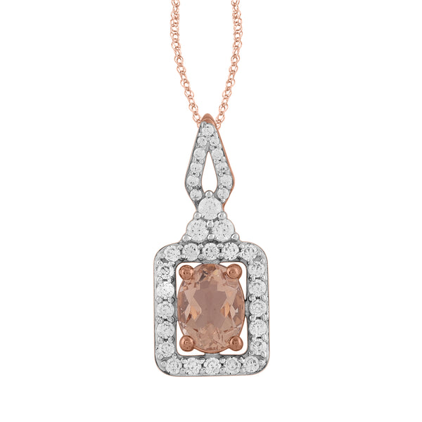 LADIES PENDANT WITH CHAIN 0.75CT ROUND/OVAL DIAMOND 14K ROSE GOLD(CENTER STONE 1.00 CT OVAL DIAMOND)