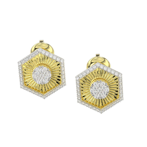 LADIES EARRINGS 0.33CT ROUND DIAMOND 14K YELLOW GOLD