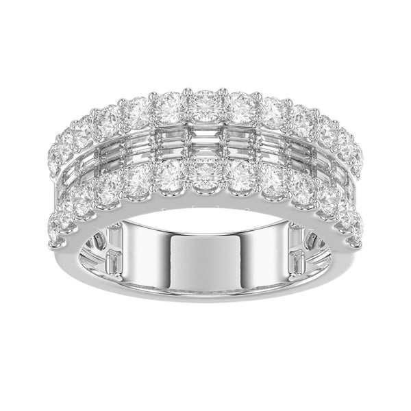 LADIES BAND 1.00CT ROUND/BAGUETTE DIAMOND 14K WHITE GOLD