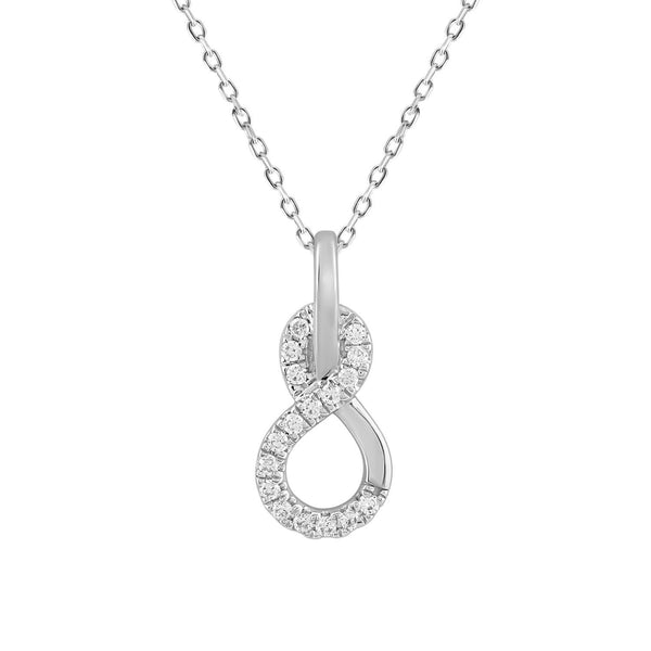 LADIES PENDANT WITH CHAIN 0.13CT ROUND DIAMOND 10K WHITE GOLD