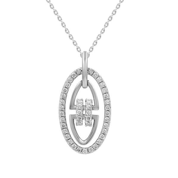 LADIES PENDANT WITH CHAIN 0.25CT ROUND DIAMOND 14K WHITE GOLD