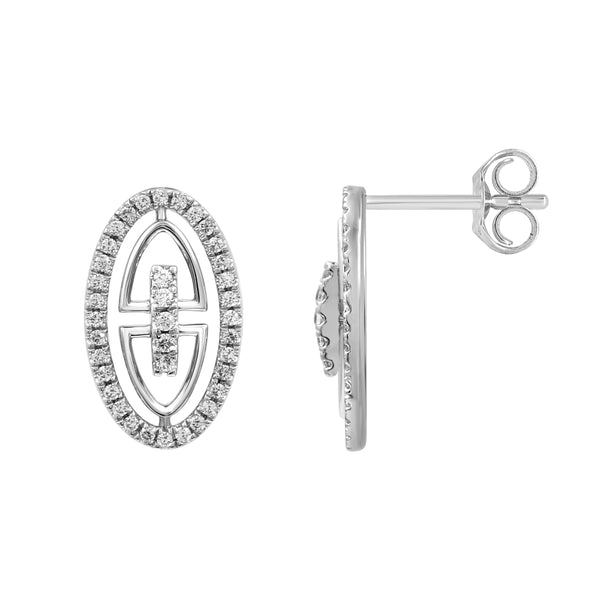 LADIES EARRINGS 0.25CT ROUND DIAMOND 14K WHITE GOLD