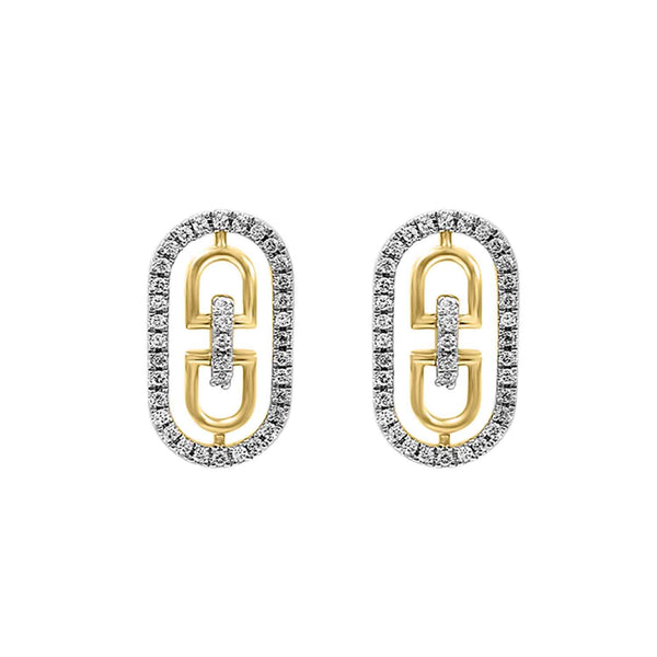LADIES EARRINGS 0.25CT ROUND DIAMOND 14K YELLOW GOLD