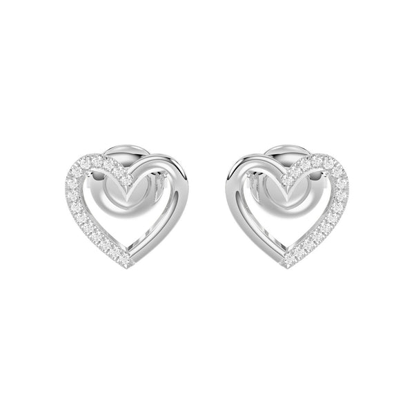 LADIES EARRINGS 0.10CT ROUND DIAMOND 14K WHITE GOLD