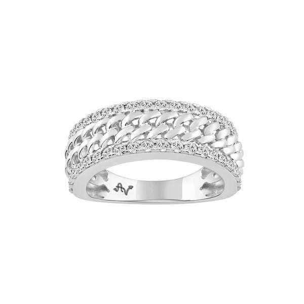 MEN'S BAND 1.00CT ROUND DIAMOND 14K WHITE GOLD