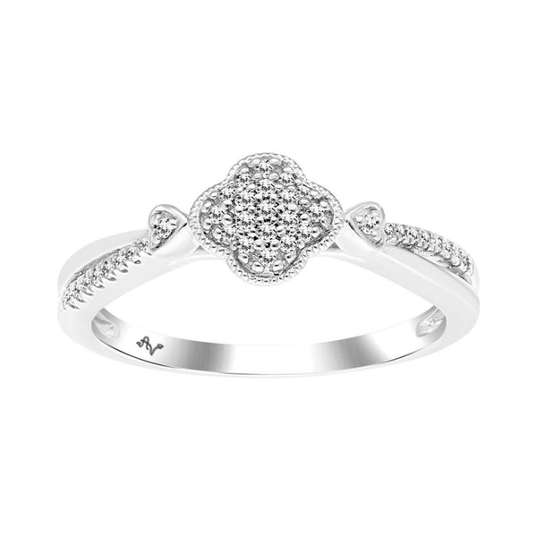 LADIES RING 0.15CT ROUND DIAMOND 10K WHITE GOLD