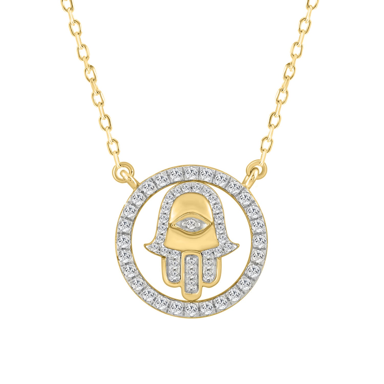 LADIES NECKLACE 0.25CT ROUND DIAMOND 14K YELLOW GOLD