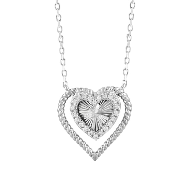 LADIES NECKLACE 0.10CT ROUND DIAMOND 14K WHITE GOLD