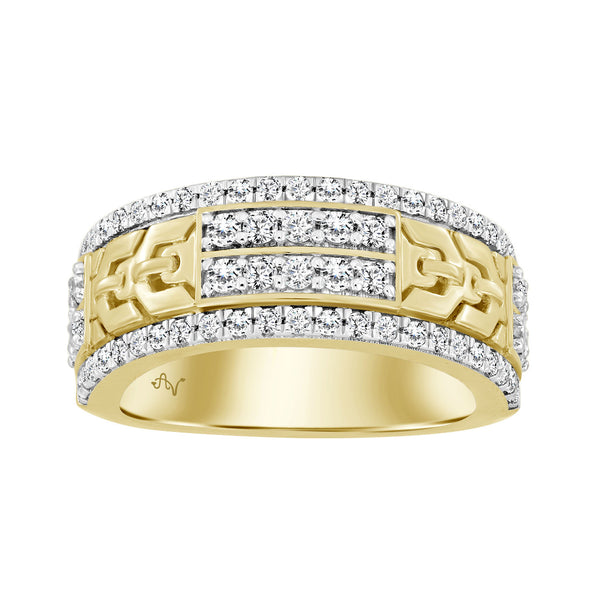 MEN'S BAND 1.00CT ROUND DIAMOND 10K YELLOW GOLD