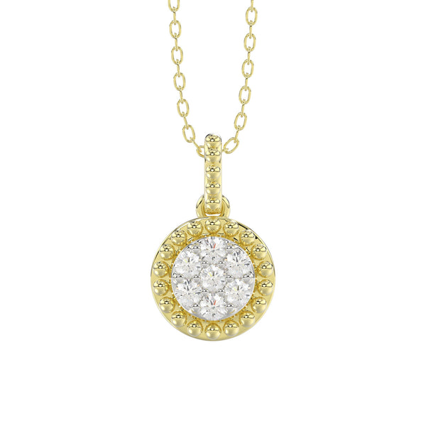 LADIES PENDANT WITH CHAIN 0.10CT ROUND DIAMOND 14K YELLOW GOLD