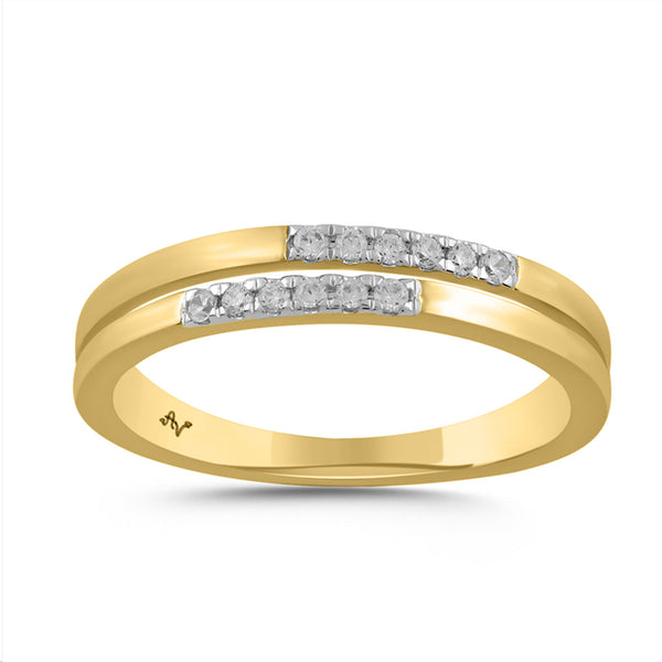 LADIES BAND 0.10CT ROUND DIAMOND 10K YELLOW GOLD